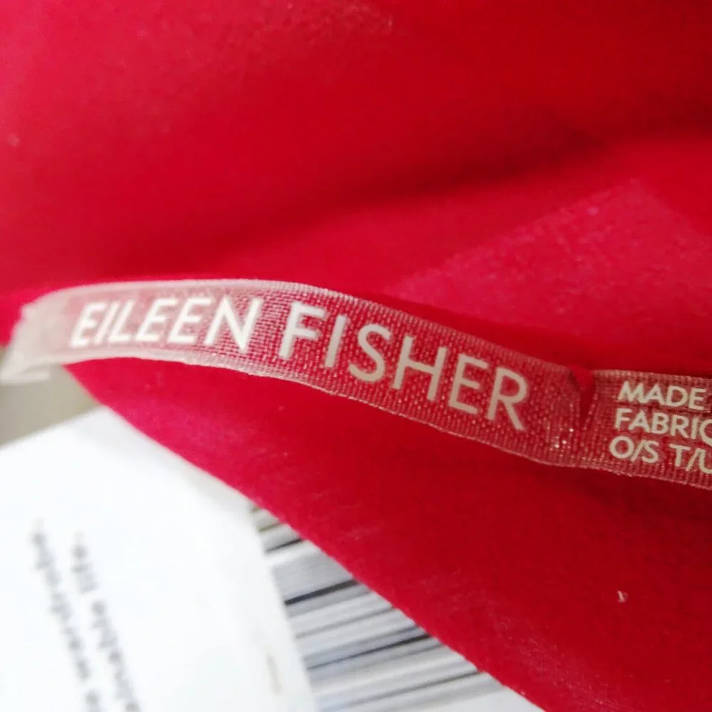 EILEEN FISHER Sheer Silk Georgette Wrap Boxy Fit Knee Length in  Red - Picture 8 of 10